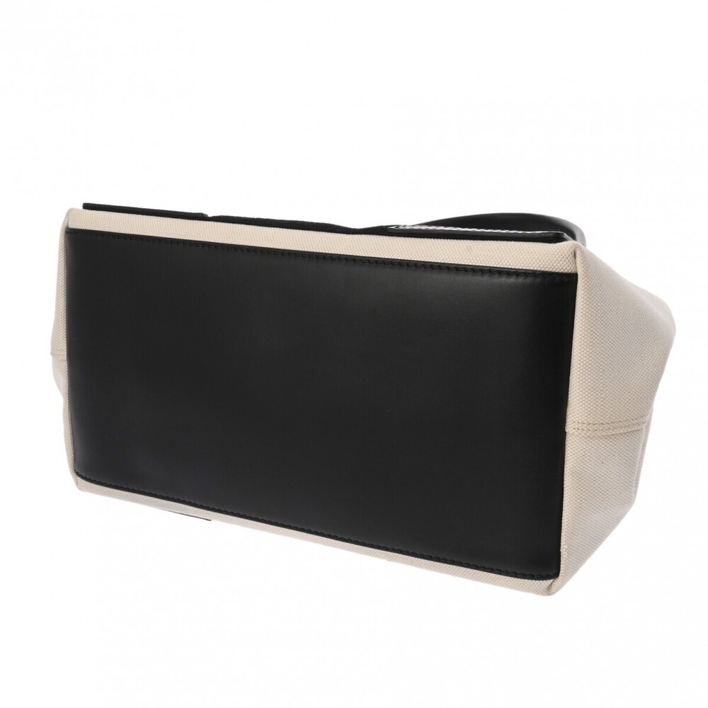 BALENCIAGA Cabas White Black Canvas Leather Handbag - Picture 5 of 11